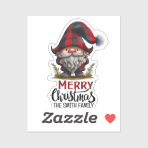 Gnome Frohe Weihnachten Karierter Spaß Modernes Aufkleber