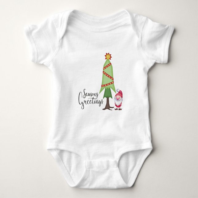 Gnome Frohen Festtage Baby Strampler (Vorderseite)