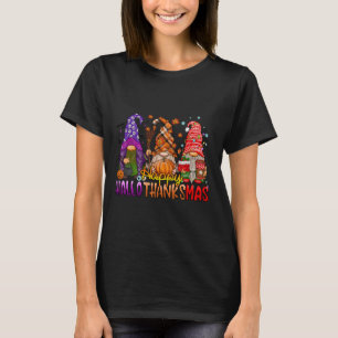 Gnome Frohes Hallothanksmas Halloween Erntedankfes T-Shirt