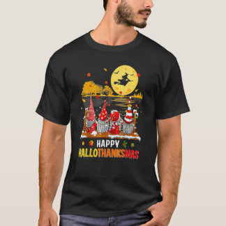 Gnome frohes Hallothanksmas Halloween Erntedankfes T-Shirt
