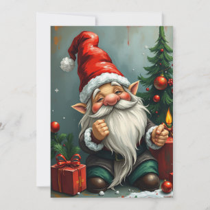 Gnome Funny Trendy Whimsical Fantasy Kein Foto Feiertagskarte