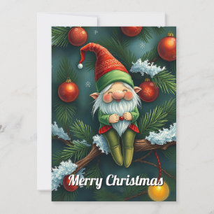 Gnome Funny Trendy Whimsical Fantasy Kein Foto Feiertagskarte