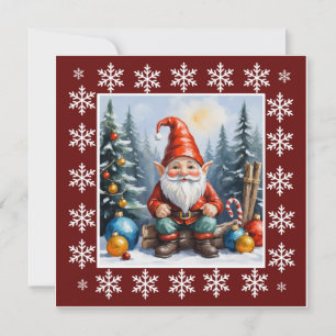 Gnome Funny Trendy Whimsical Fantasy Kein Foto Feiertagskarte