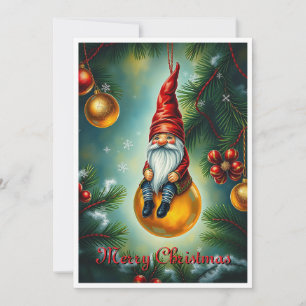 Gnome Funny Trendy Whimsical Fantasy Kein Foto Feiertagskarte