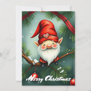Gnome Funny Trendy Whimsical Fantasy Kein Foto Feiertagskarte