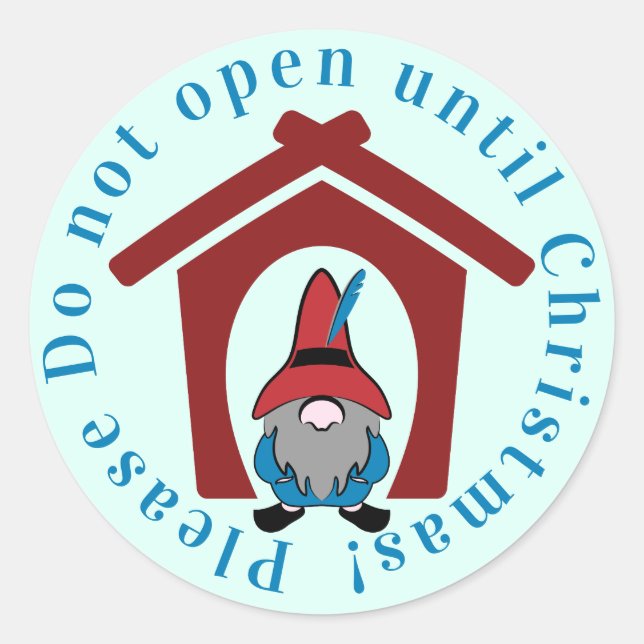 Gnome für Christmas Red Blue Runder Aufkleber (Vorderseite)