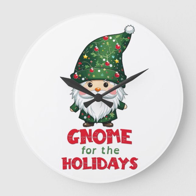 Gnome für den Urlaub Funny & Adorge Weihnachten Große Wanduhr (Vorderseite)