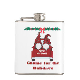 Gnome für Feiertage auf einem Flachmann