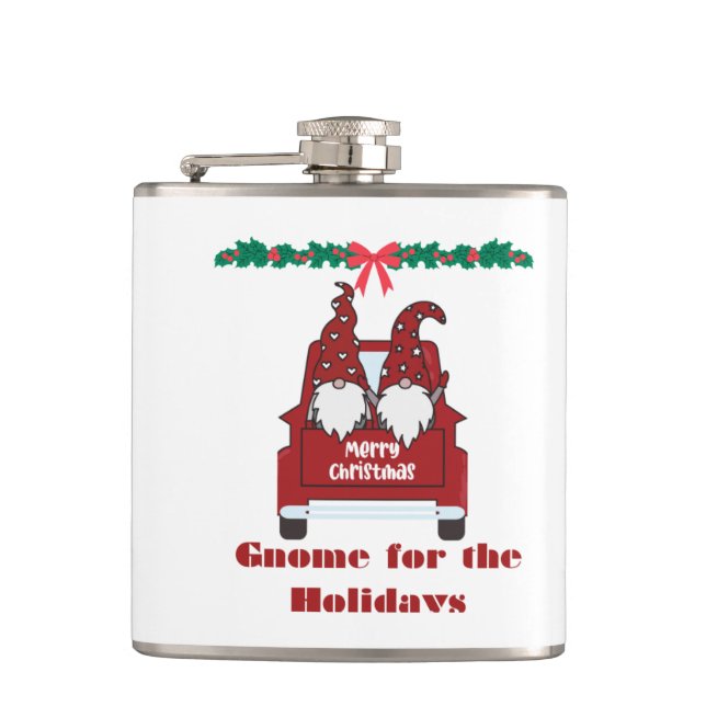 Gnome für Feiertage auf einem Flachmann (Vorderseite)