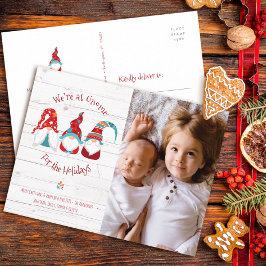 Gnome für Ferien Foto Niedlicher Spaß Typ Rustikal Feiertagspostkarte