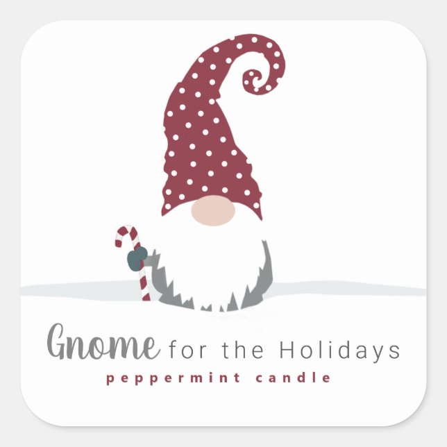 Gnome für Holidays skandinavisches Design Quadratischer Aufkleber (Vorderseite)
