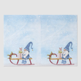 Gnome für Weihnachten dekoriert Schlitten Seidenpapier