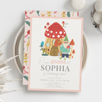 Gnome Garden Mushroom Rosa 1. Geburtstag