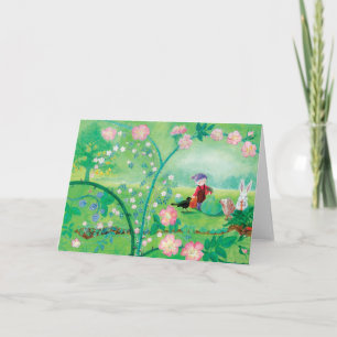 Gnome-Gärtner, Blackbird, Igel und Weißer Kaninche Karte