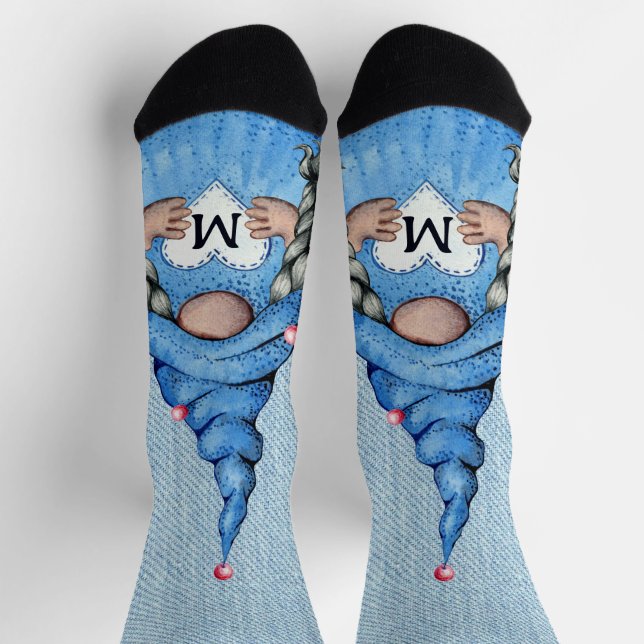 Gnome Girl Denim Socken (Oben)