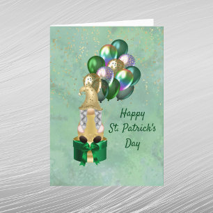Gnome Gold Grüne Luftballons St. Patricks Tag Feiertagskarte