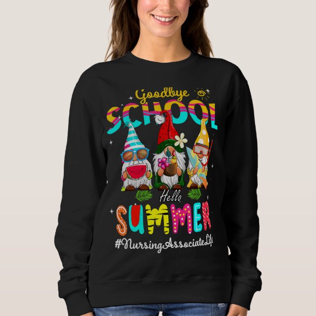 Gnome Goodbye School Hallo Sommer Sweatshirt (Vorderseite)