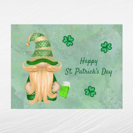 Gnome Green Gold Kleeblatt Beer St Patricks Day Feiertagspostkarte