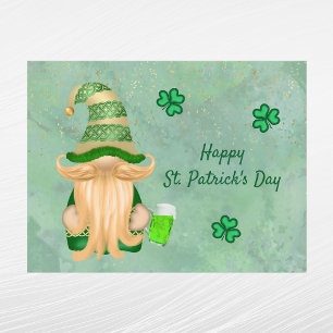 Gnome Green Gold Kleeblatt Beer St Patricks Day Feiertagspostkarte
