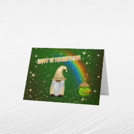 Gnome Green Pot Gold Rainbow St Patricks Day Feiertagskarte