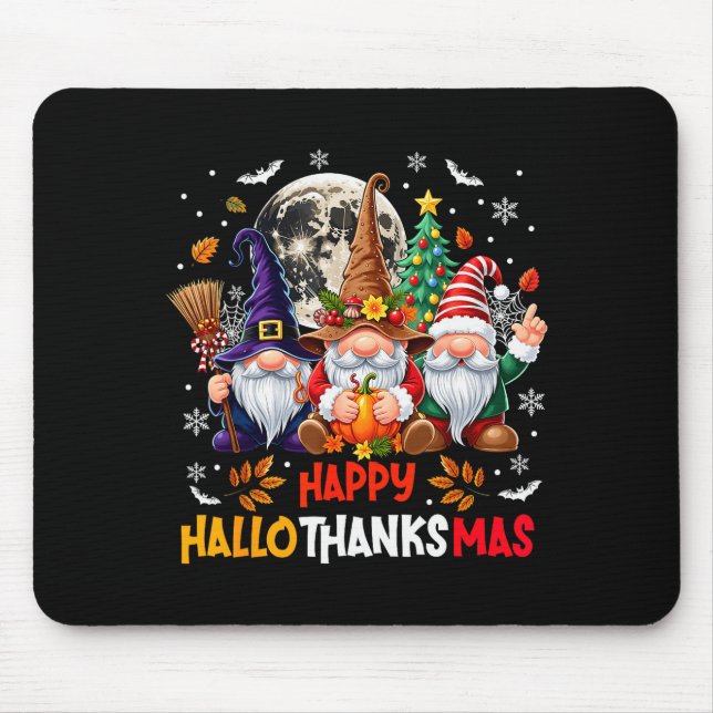 Gnome Hallothanksmas Halloween Thanksgiving Christ Mousepad (Vorne)