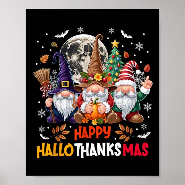Gnome Hallothanksmas Halloween Thanksgiving Christ Poster (Vorne)