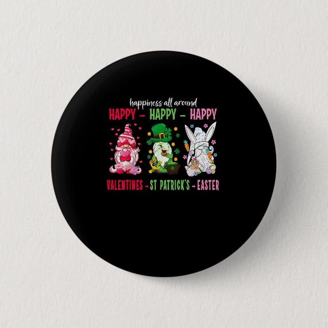 Gnome Happy Valentine St Patrick Ostern Glück Button (Vorderseite)