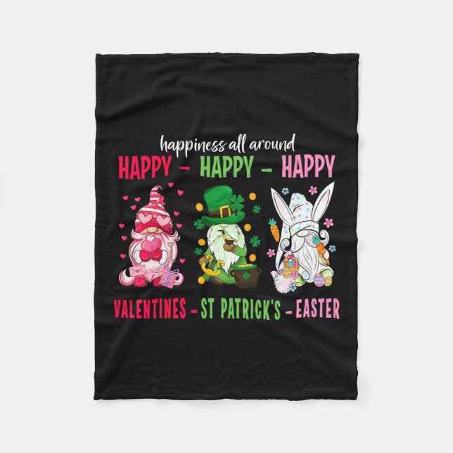 Gnome Happy Valentine St Patrick Ostern Glück Fleecedecke (Vorderseite)
