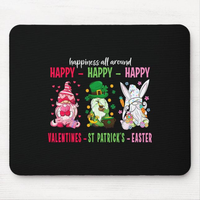 Gnome Happy Valentine St Patrick Ostern Glück Mousepad (Vorne)