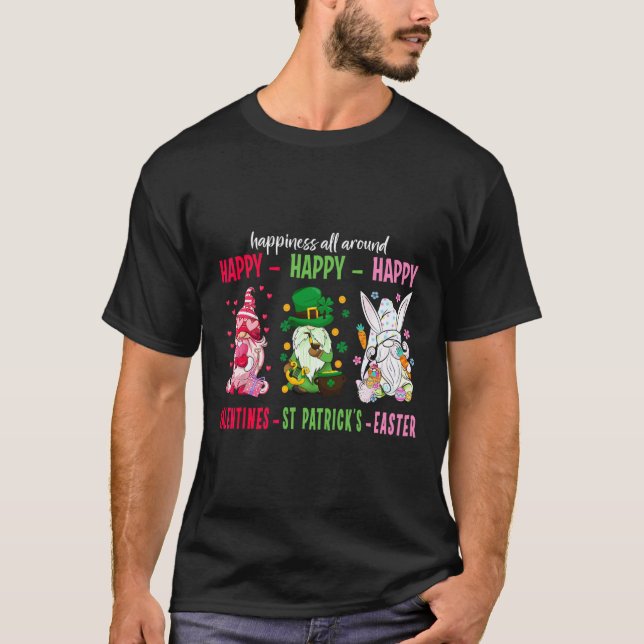 Gnome Happy Valentine St Patrick Ostern Glück T-Shirt (Vorderseite)