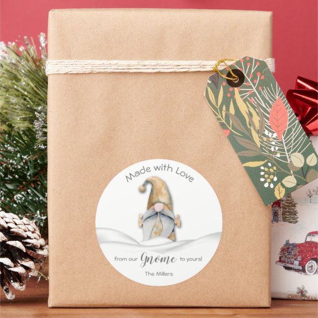 Gnome hausgemachte Waren Holiday Baking Personalis Runder Aufkleber (Feiertag)