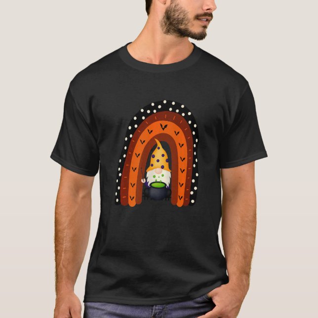 Gnome Hexenhaur Halloween Kostüm Pumpkin Herbst T-Shirt (Vorderseite)
