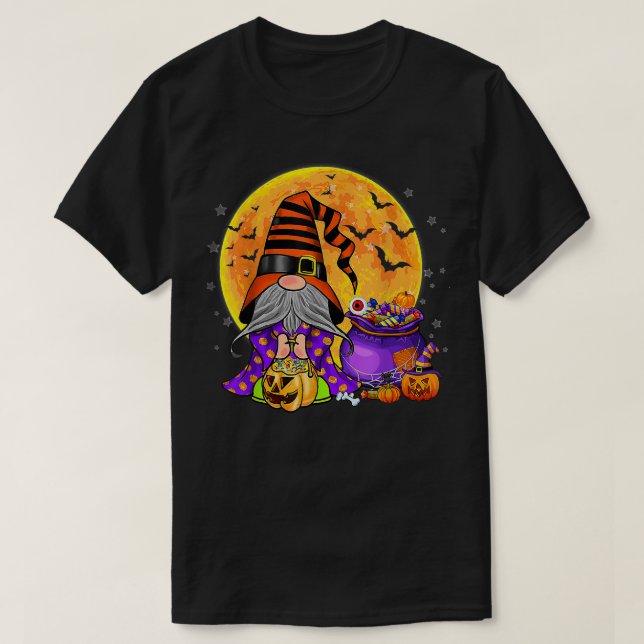 Gnome Hexenhaur Halloween Kostüm Pumpkin Herbst T-Shirt (Design vorne)