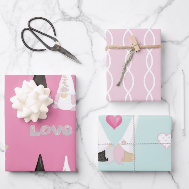 Gnome-Hochzeit Geschenkpapier Set (Vorderseite)