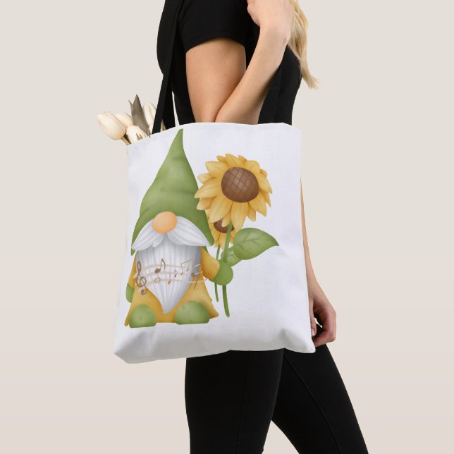 Gnome Holding a Sunflower and Notes on a Tote Bag (Von Nahem)