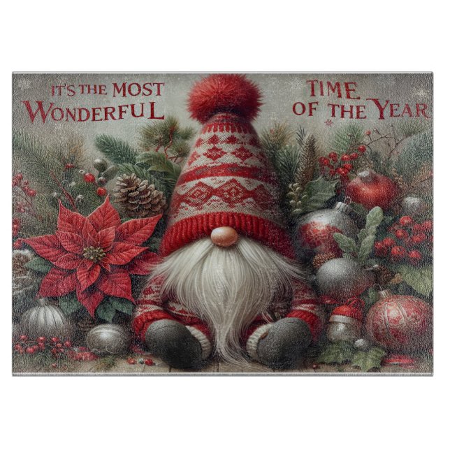 Gnome Holiday Wonder Cutting Board Schneidebrett (Vorderseite)