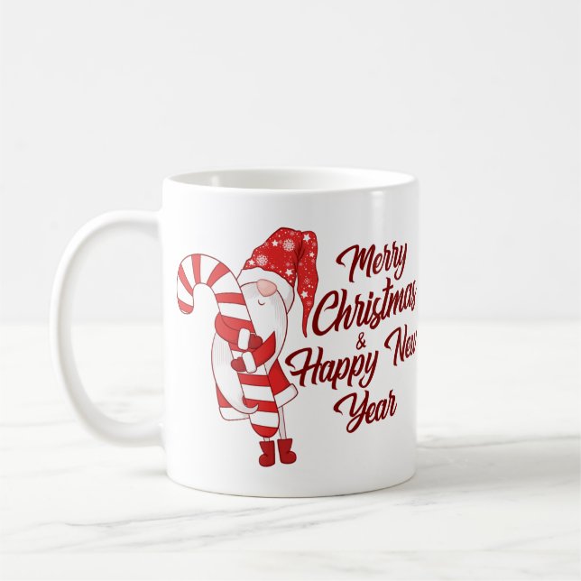 Gnome Hugging Candy Cane Holiday Kaffeetasse (Links)