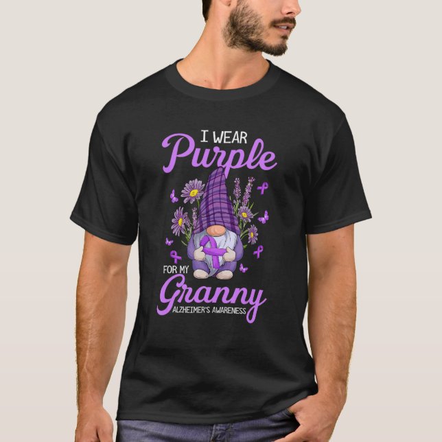 Gnome I Wear Purple For My Granny Alzheimer's Awar T-Shirt (Vorderseite)
