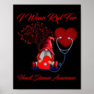 Gnome, ich trage Rot für das Bewusstsein für Herzk Poster