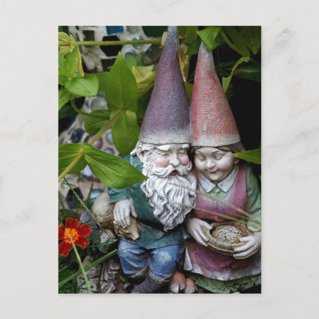 Gnome im Garten Postkarte (Vorderseite)