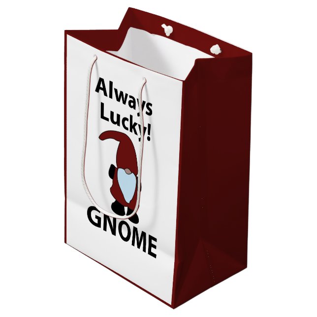 Gnome Immer glücklich Gnome Mittlere Geschenktüte (Vorderseite Schrägansicht)