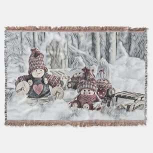 Gnome in der Schneewasserfarbe Decke