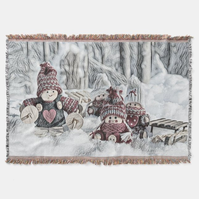 Gnome in der Schneewasserfarbe Decke (Vorderseite)
