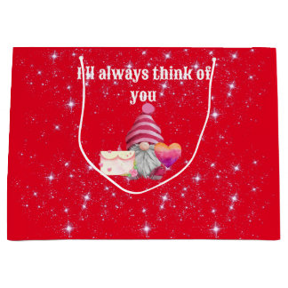 Gnome in love with rainbow heart große geschenktüte