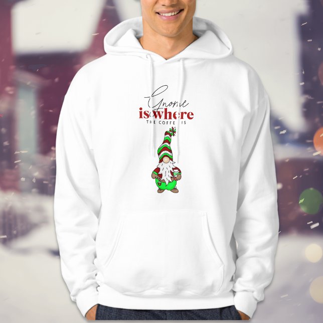Gnome ist dort, wo der Kaffee ist | Niedliche Weih Hoodie (Von Creator hochgeladen)