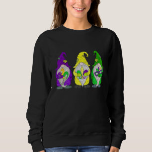 Gnome Jester Perlen & Maske Mardi Gras Gnome Karne Sweatshirt