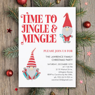 Gnome Jingle Mingle Fun Christmas Party Einladung