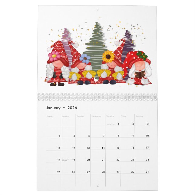 Gnome Kalender jedes Jahr Niedlicher Adorable Fun (Jan 2026)