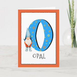 Gnome Kids Letter O Name and Age Birthday Gruß Karte