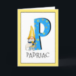 Gnome Kids Letter P Name and Age Birthday Gruß Karte<br><div class="desc">Klicken Sie auf "Anpassen", um die Randfarbe zu ändern. Wenn Sie den Namen und das Alter eines Geburtstagsmädchens oder eines Jungen zu unserer Monogrammkarte hinzufügen, erstellen Sie einen einmaligen, speziell für Kinder gestalteten Geburtstagsgruß. Neben dem großen blauen Buchstaben mit gelben und orangefarbenen Sternen und Spiralen zu stecken ist eines unserer...</div>